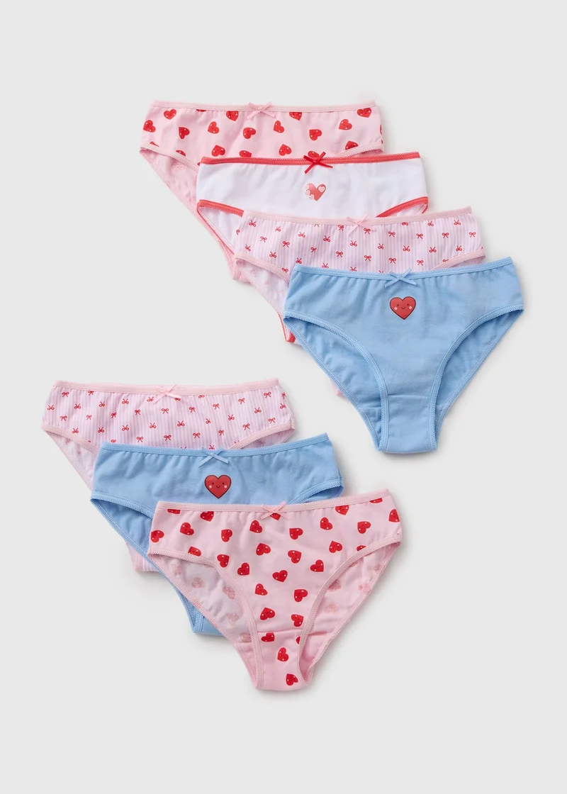 ماتلان 7 Pack Girls Pink Heart Briefs